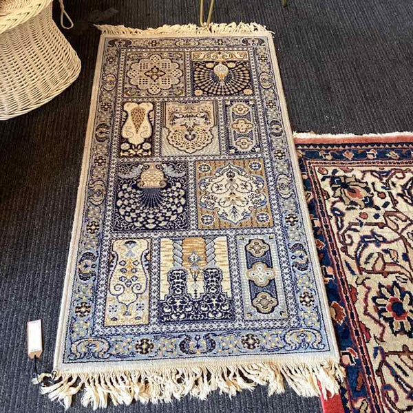 Blue And Ivory Handmade Runner