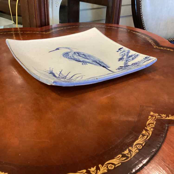 Blue Heron Gulf Rock Pottery Plate