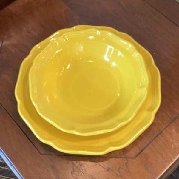 Mikasa Yellow Round Platter and Serving Bowl
