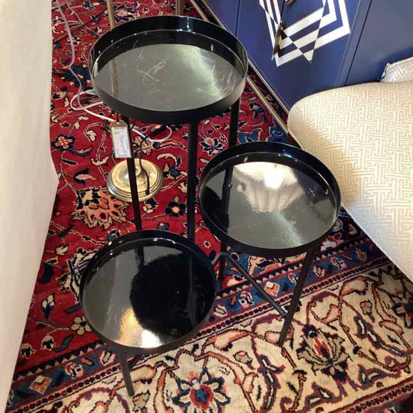 Three Tier Black Metal Plant Stand