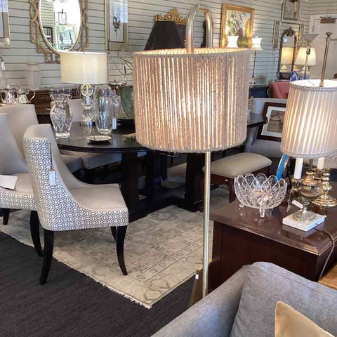 "Brass-like" Floor Lamp - String Shade