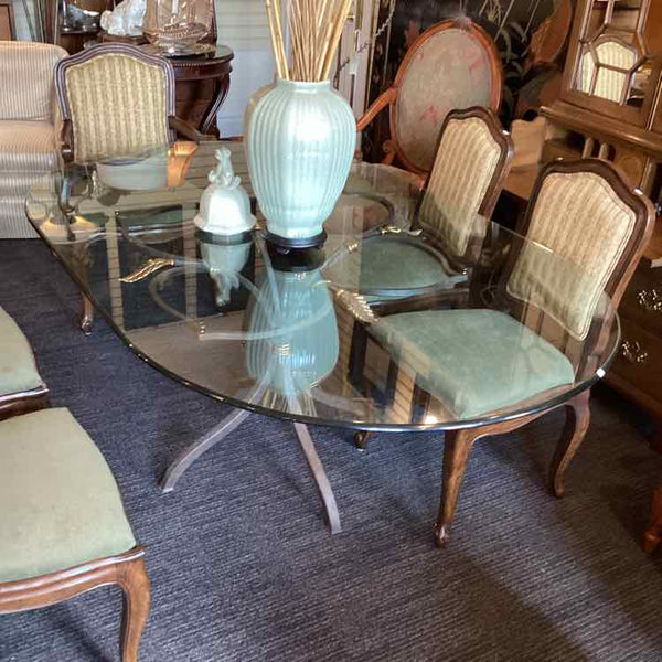 Iron Base Table With Glass Top