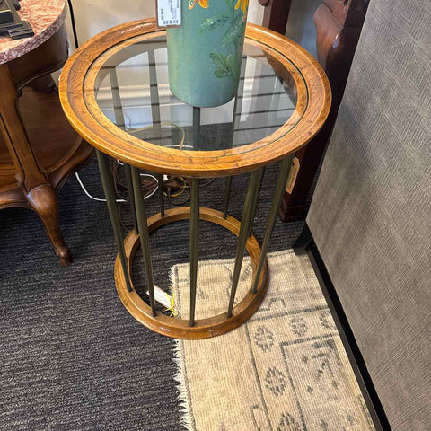 Drexel Walnut And Glass Table