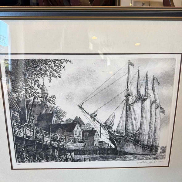 Alan Jay Gaines Etching of Sailboat