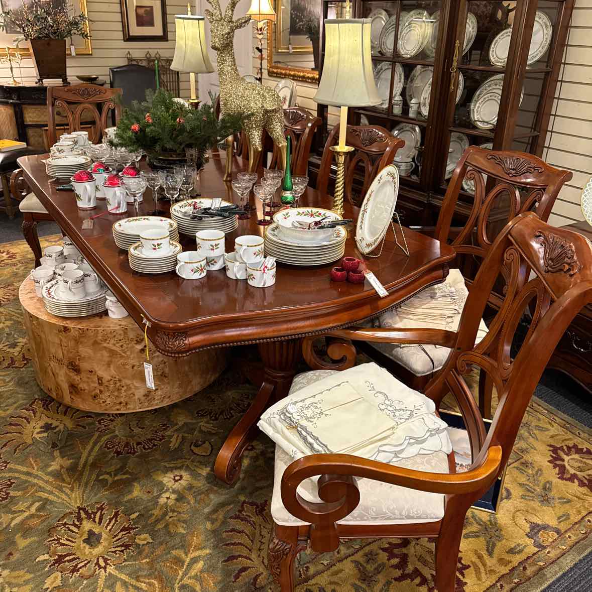 Double Pedestal Dining Table and 6 Chairs