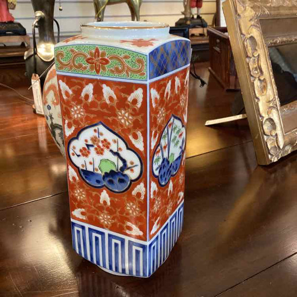 Japanese Imari-Style Square Floral Vase