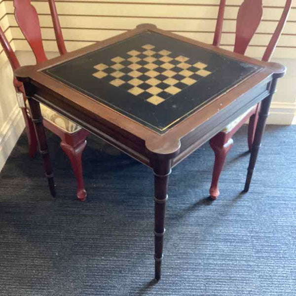Vintage Flip Top Game Table w/Leather Top