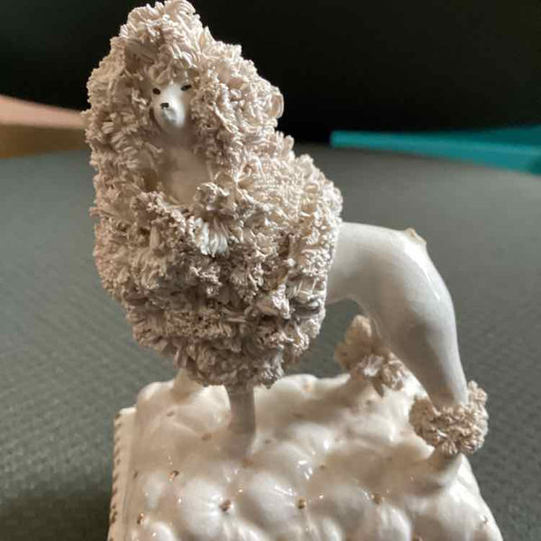 Antique Staffordshire Poodle Box "AS IS" (repaired)
