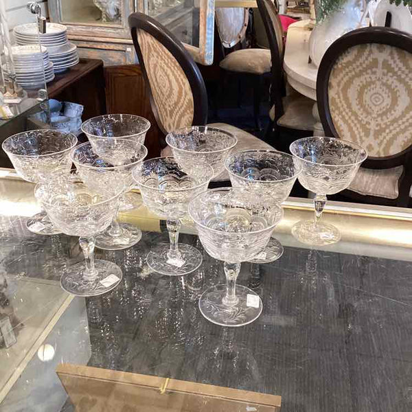 Set of 9  Webb Corbett Crystal Sherbet Glasses