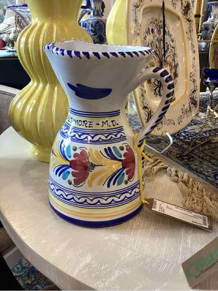 Ceramic Floral Pitcher/Spain