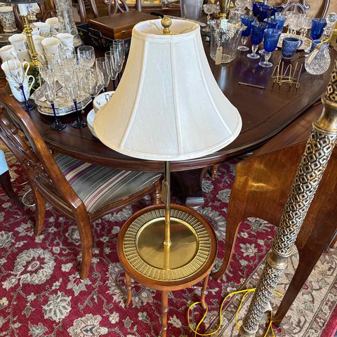 Wood And Brass Floor Lamp