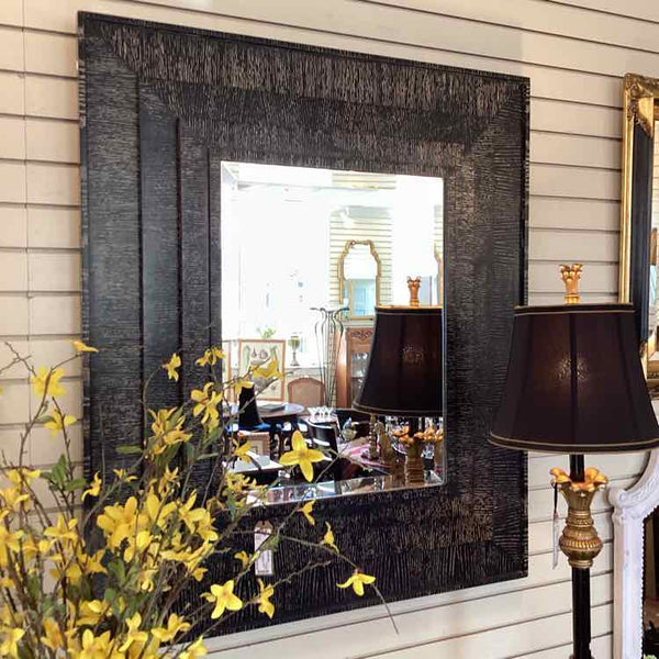 Black Mirror with Zebra Wood Frame