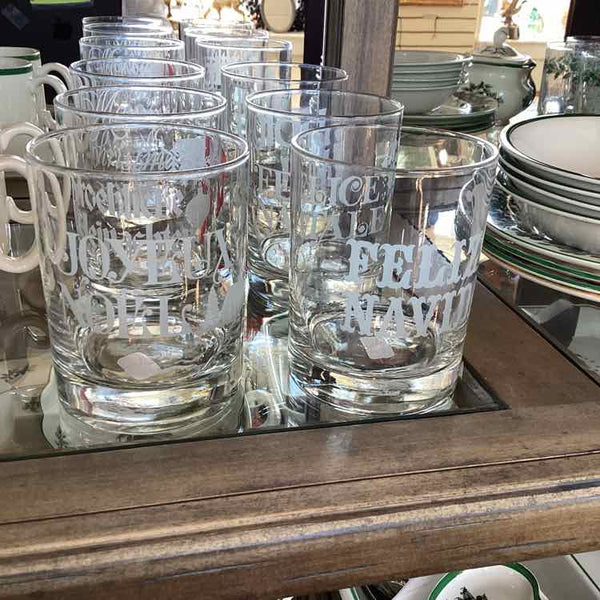 Set of 6Etched Glass Christmas Glasses