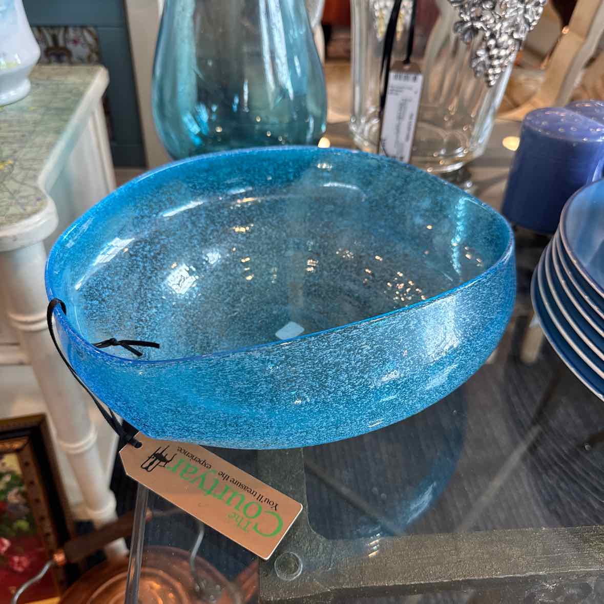 Blue Glass Organic Bowl