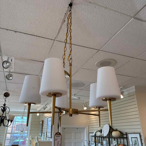 Frosted Glass And Brushed Gold Chandelier