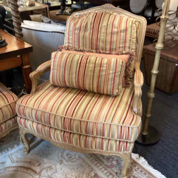 Sherrill Striped Chair & Ottoman with Rope Welt