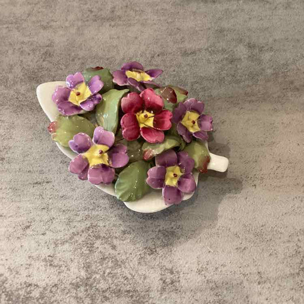 Aynsley Pansies in Leaves Figurine