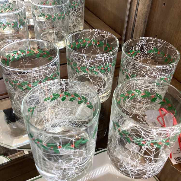 Set of 5 Holly Glasses