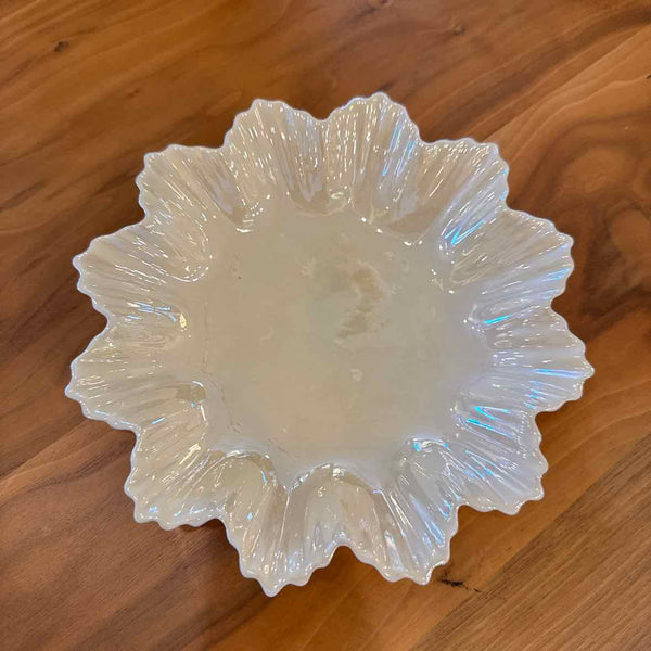 Belleek Dish With Leaf Edge
