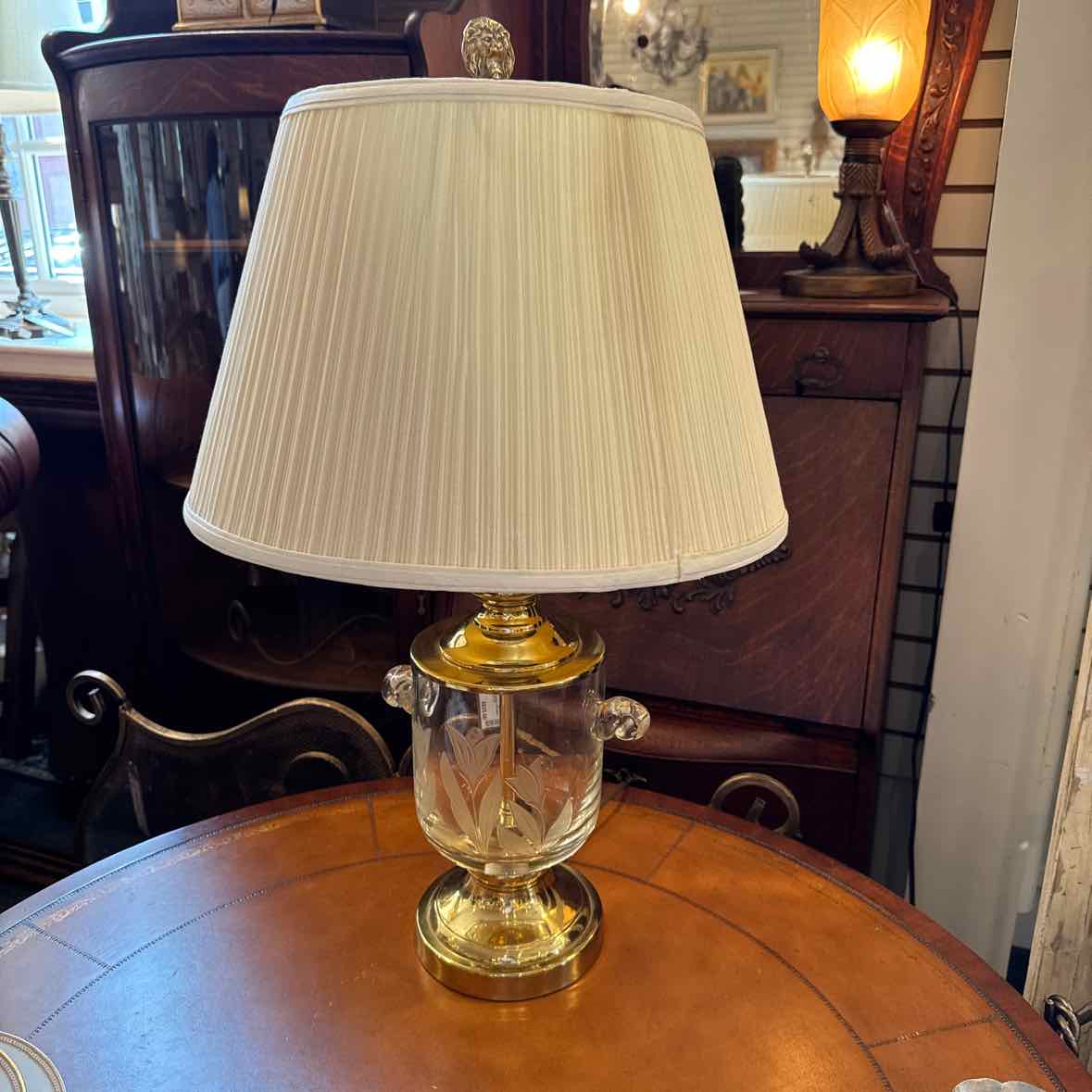Etched Tulip Glass Lamp