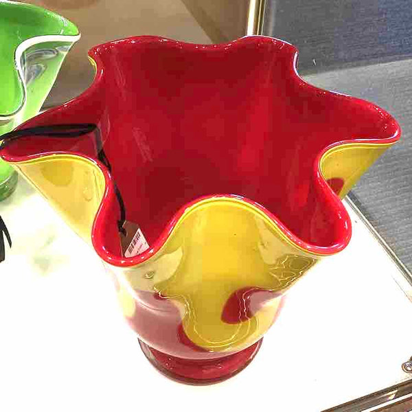 Mid Century Red And Yellow Vase