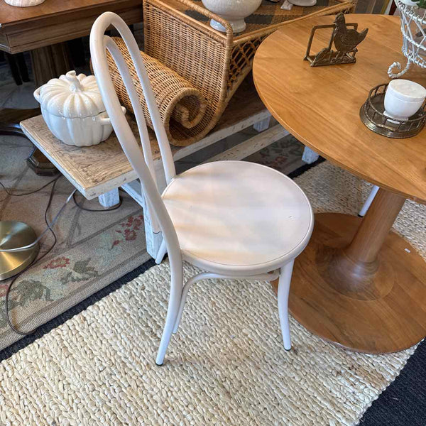 Pair Of White Metal Bistro Chairs
