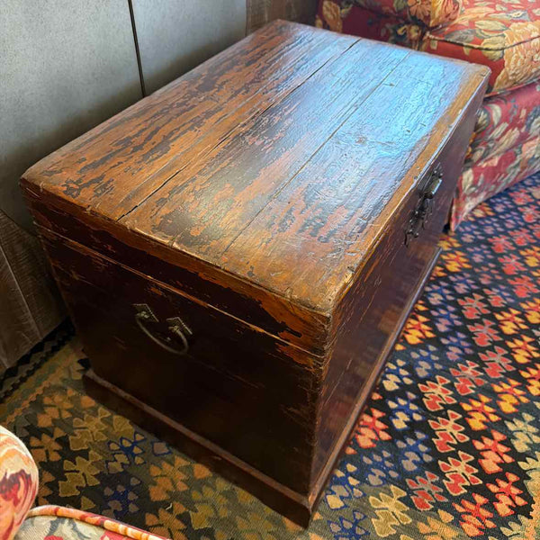 Antique Elm Chest w/Brass Key