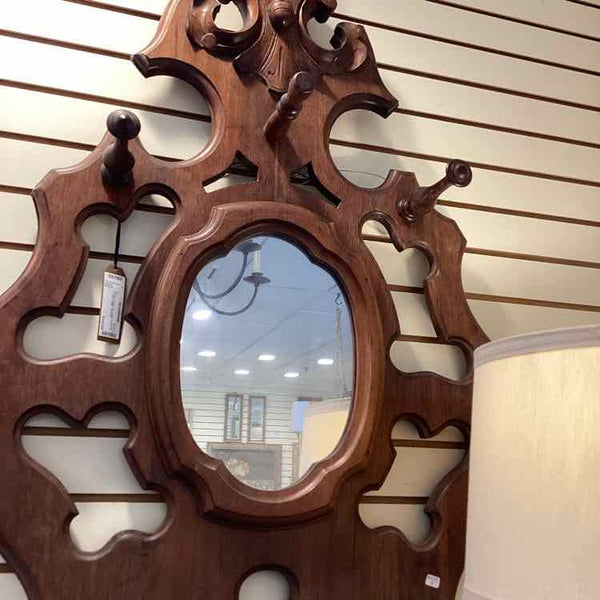 Vintage Mirror With Hat Hooks