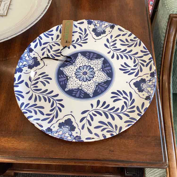 Round Blue And White Laminate Tray