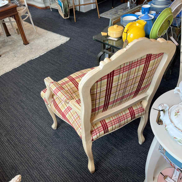 Red, Cream Green Plaid Arm Chair