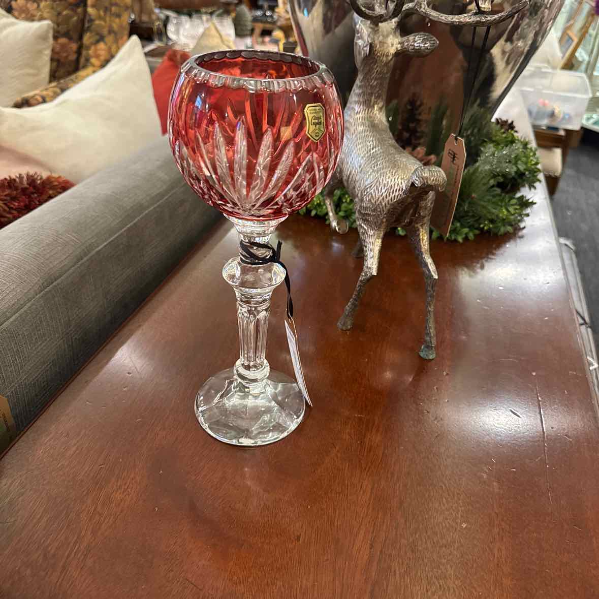2 Cranberry Glass Candleholders