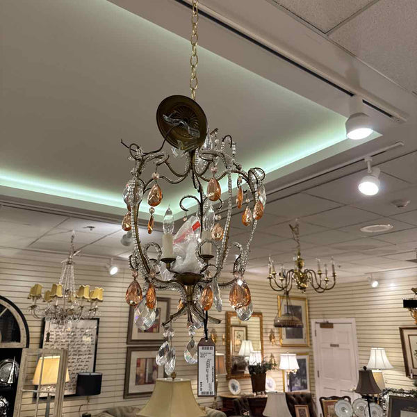 Pink & Clear Prism Chandelier