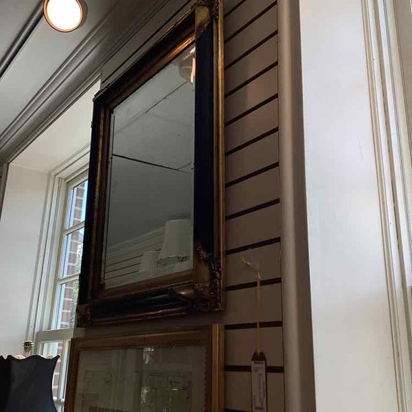 Beveled Mirror in Gold and Black Frame