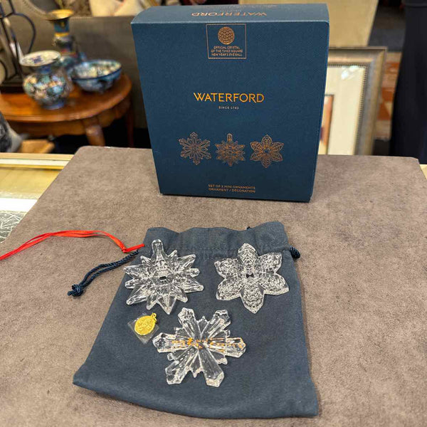 3 Waterford Snowflake Ornaments w/Box