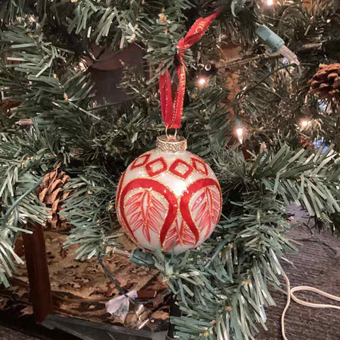 Waterford White & Red Ornament