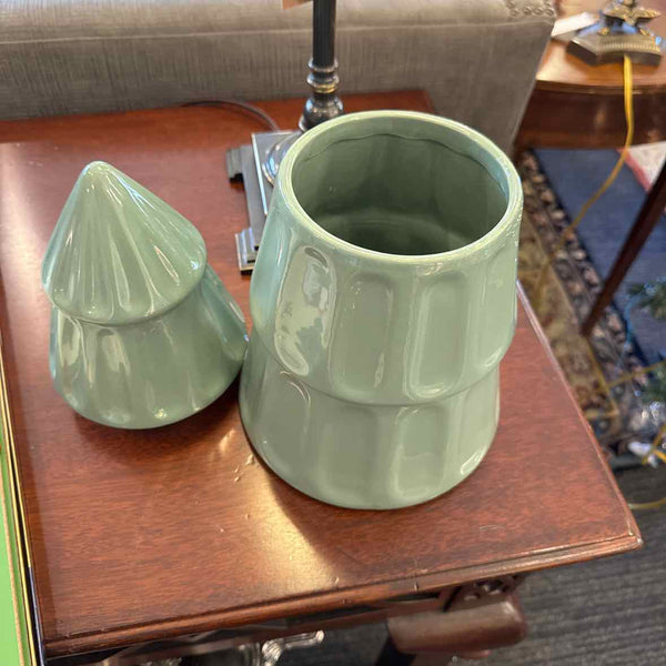 Green Ceramic Christmas Tree Jar