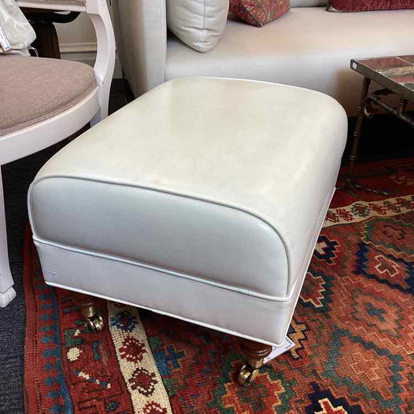 Ivory Pleather Ottoman