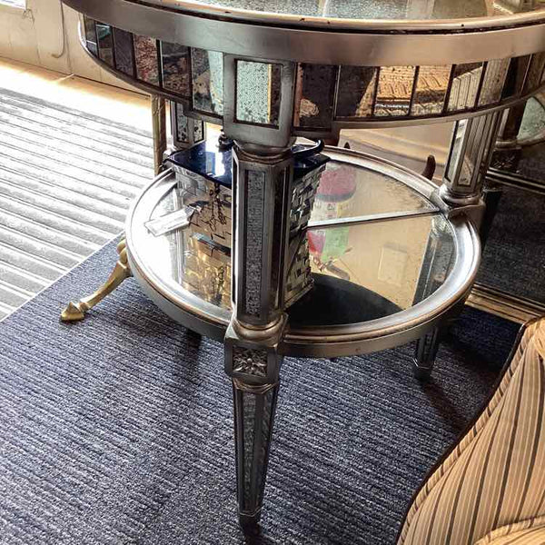 Round Mirrored Two Tiered Table