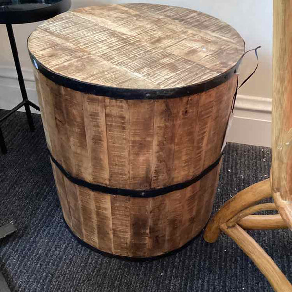Rustic Barrel Side Table