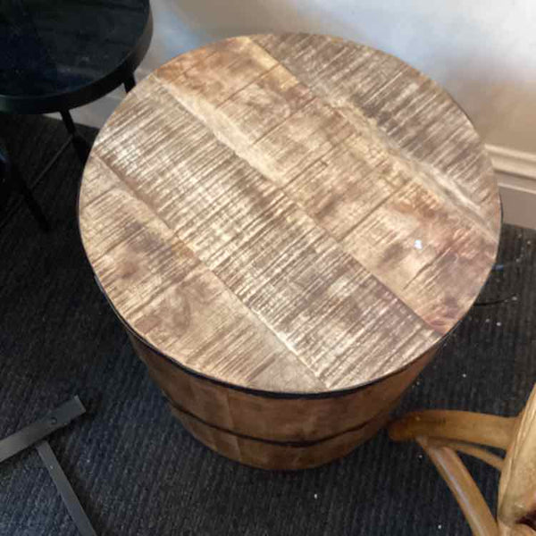 Rustic Barrel Side Table