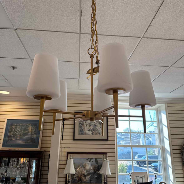 Frosted Glass And Brushed Gold Chandelier
