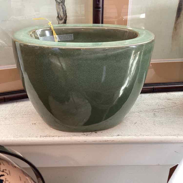 Oval Green Double Wall Vase