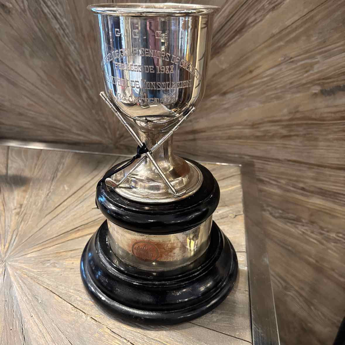 Silverplate Golf Trophy on Wood Base