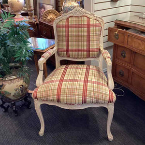Red, Cream Green Plaid Arm chair