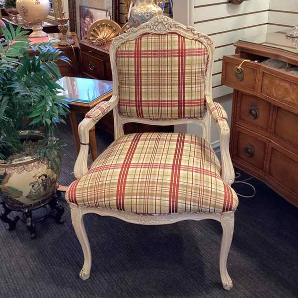 Red, Cream Green Plaid Arm chair