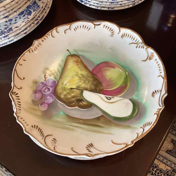 Four Fruit Plates With Gold Trim