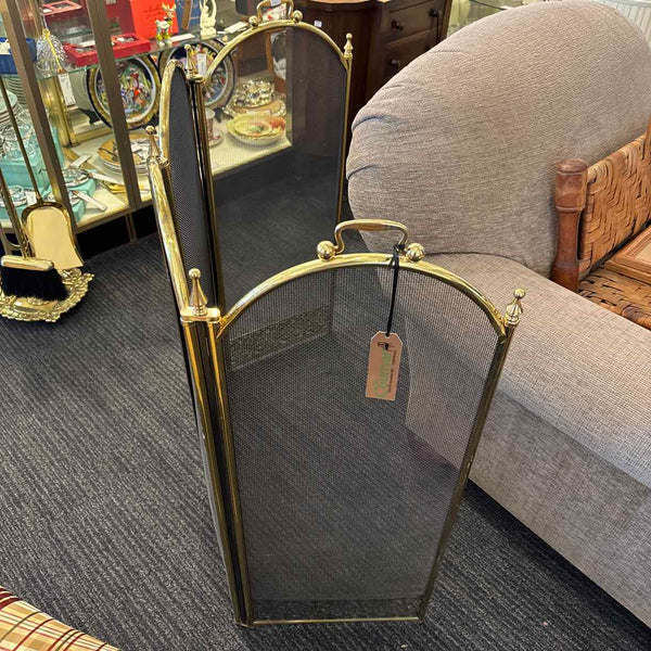 Four Panel Brass Fireplace Screen (As Is)