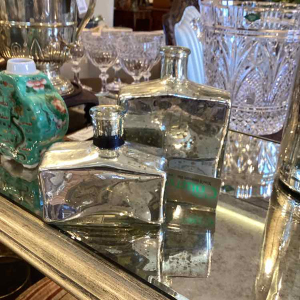 Two Mercury Glass Bottles