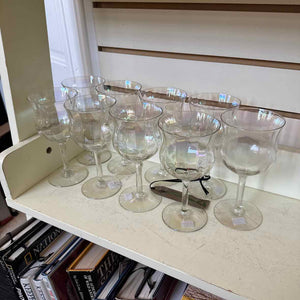 9 Vintage Iridescent Vintage Wine Glasses