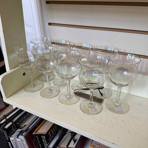 9 Vintage Iridescent Vintage Wine Glasses